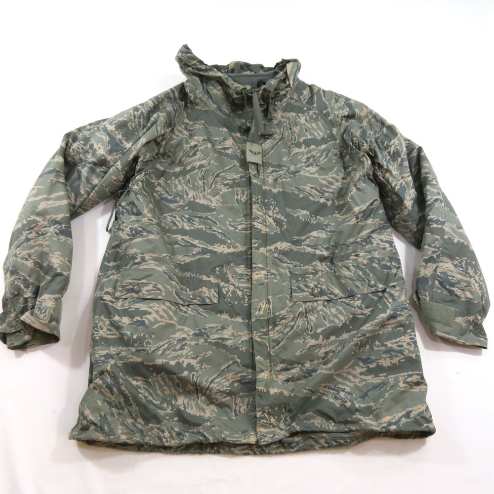Military USAF Digital Camo Green Improved Rainsuit Parka With Liner Sz S